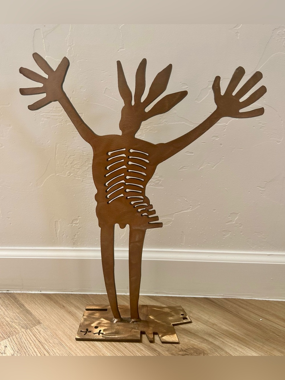 T.A. Caid Metal Shaman Skeleton Art Figure Sculpture 16"